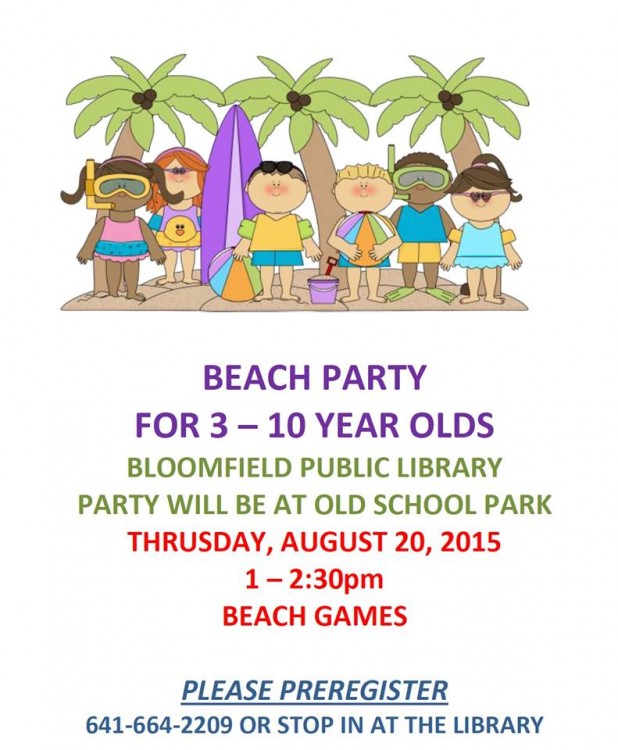 Library beach party flyer
